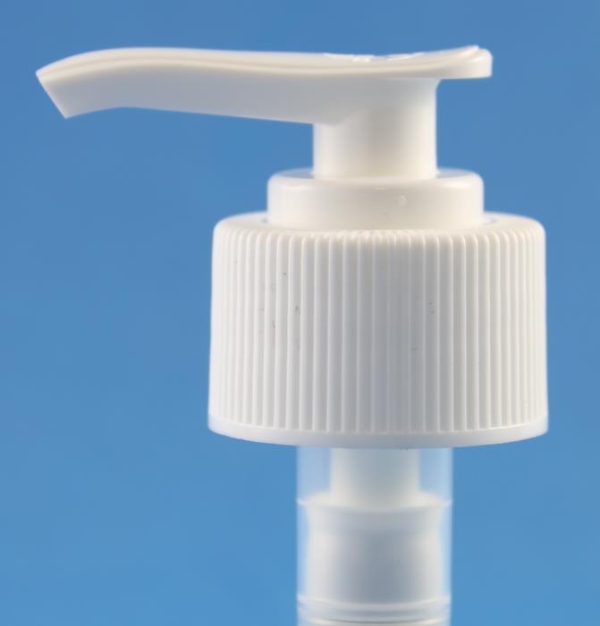 28mm 410 White Ribbed Lock Down Lotion Pump, 2ml Output